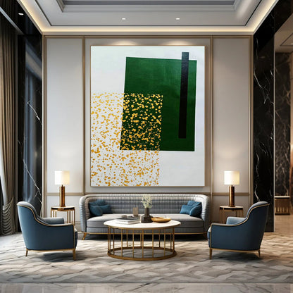 Green and Yellow Geometric Abstract Art for Modern - Tropical Home & Art - Centric Co - working Space DLZ0759