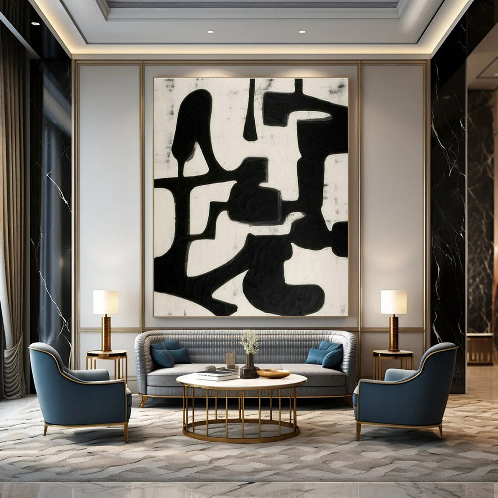 Black - White Abstract Art for Minimalist Gallery & Monochrome Office DLZ1933