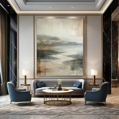 Gray - Brown Abstract Landscape Art for Industrial - Chic Loft & Nature - Lover’s Library DLZ1008