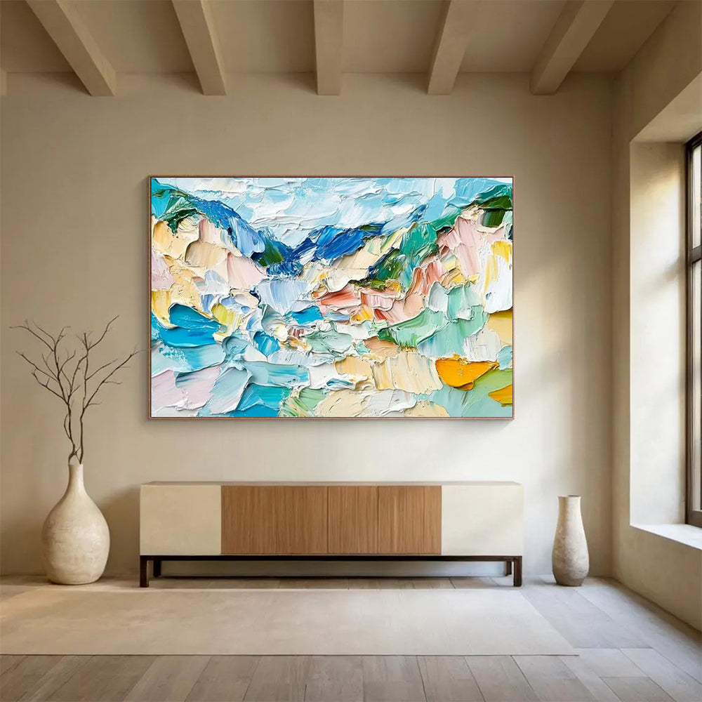 Colorful Mountain Palette Knife Art for Modern Art Gallery Focal Walls DLZ3188
