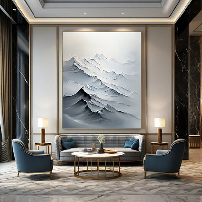 Textured Mountain Peaks Impasto Landscape Art for Rustic Home Lodge & Adventure - Themed Home Office STSC1493