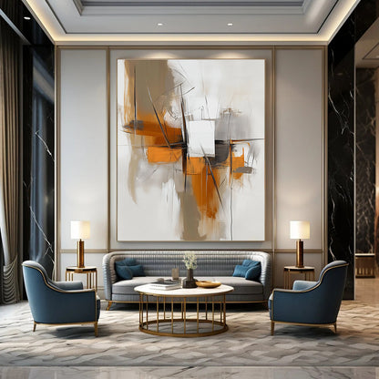 Dynamic Orange and Gray Abstract for Modern Office & Industrial - Style Restaurant STSC842