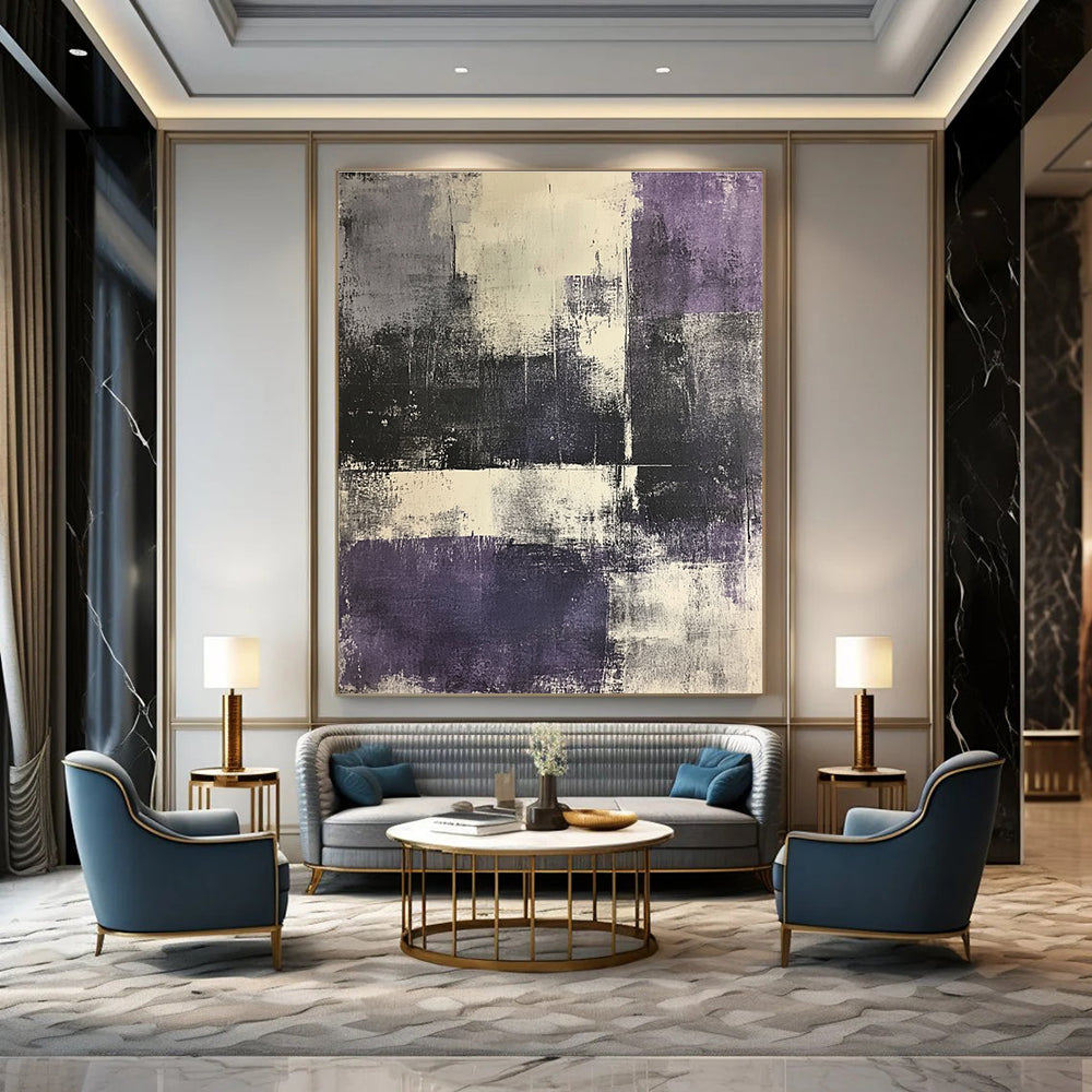 Purple and Gray Abstract for Art Deco Lounge & Eclectic Bedroom STSC622