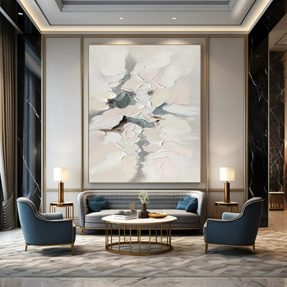 Gray - White Textured Abstract Art for Scandinavian Bedroom & Art Gallery DLZ1181