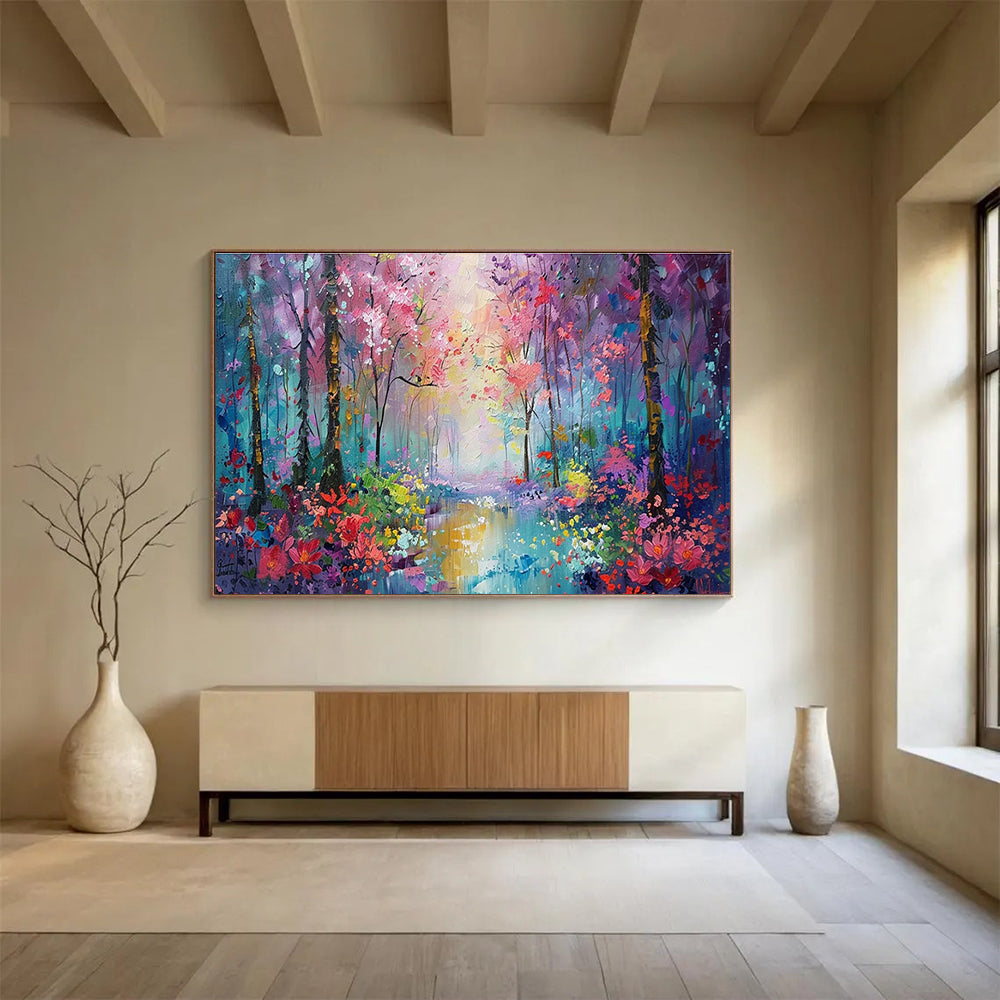 Enchanted Forest Oil Painting for Luxury Spa Retreat Relaxation Rooms DLZ3149