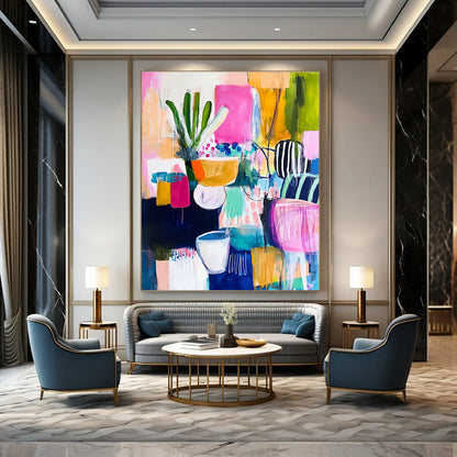 Abstract Still Life with Plants for Eclectic Dining Room & Artistic Home Office STSC1223