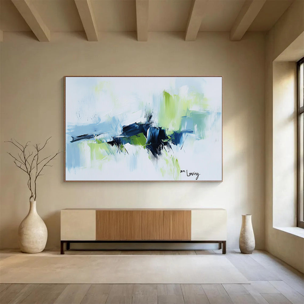 Blue and Green Abstract Art for Coastal Home Office & Nature - Inspired Living Room SC214
