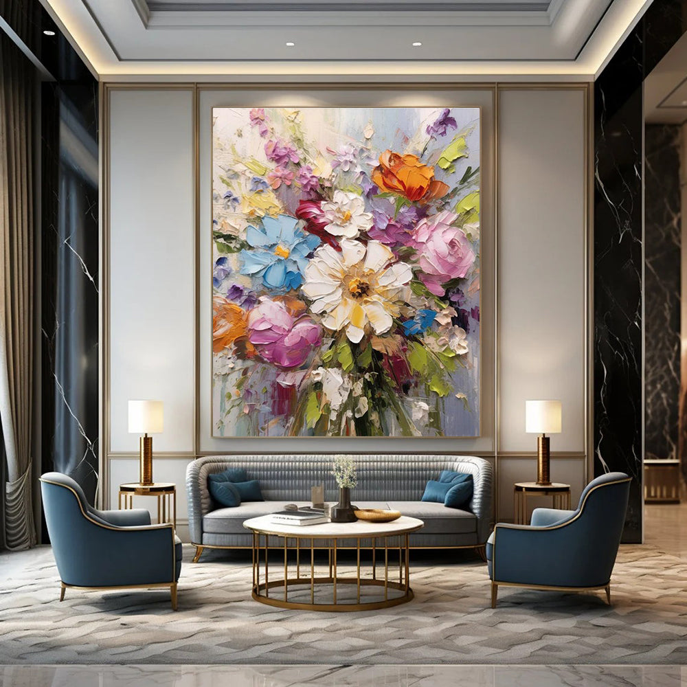 Textured Flower Bouquet Art for Florist Shop & Living Room DLZ2293
