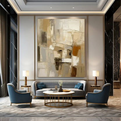 Light - Toned Geometric Abstract Art for Minimalist Home & Art Gallery Corner DLZ1451
