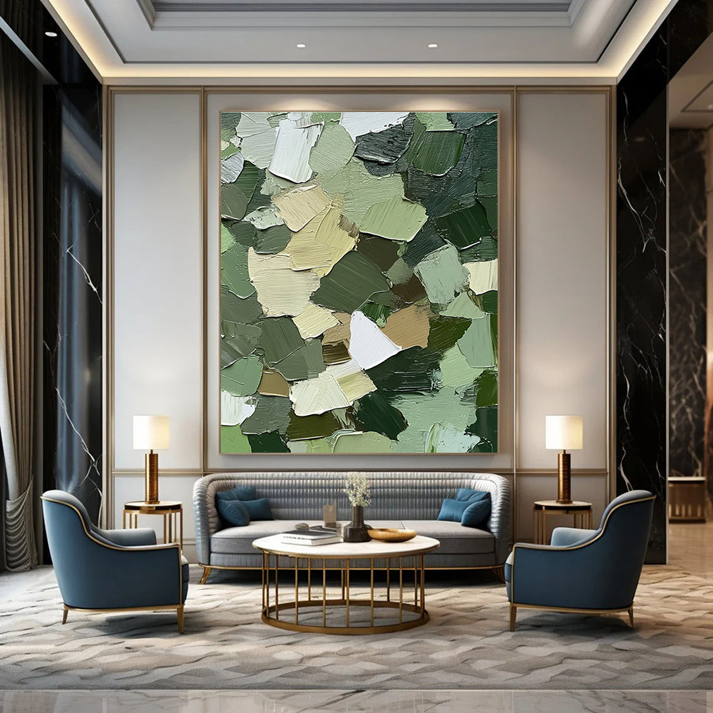 Green Palette Knife Abstract for Nature - Inspired Living Room & Eco - Friendly Café STSC831