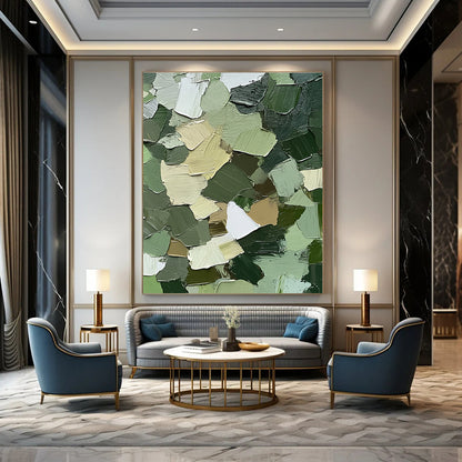Green Palette Knife Abstract for Nature - Inspired Living Room & Eco - Friendly Café STSC831