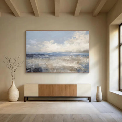 Blue - Grey Seaside Abstract Art for Relaxing Reading Nook DLZ2721
