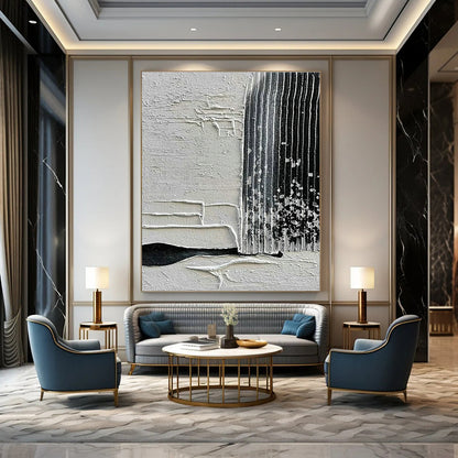 Grey - White Textured Abstract Art for Office & Living Room DLZ0436