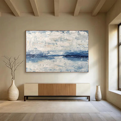 Blue - White Abstract Art for Coastal Home Bedroom Headboards DLZ3175