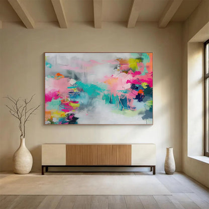 Pink - Blue Abstract Color Art for Chic Boutique Café DLZ2859