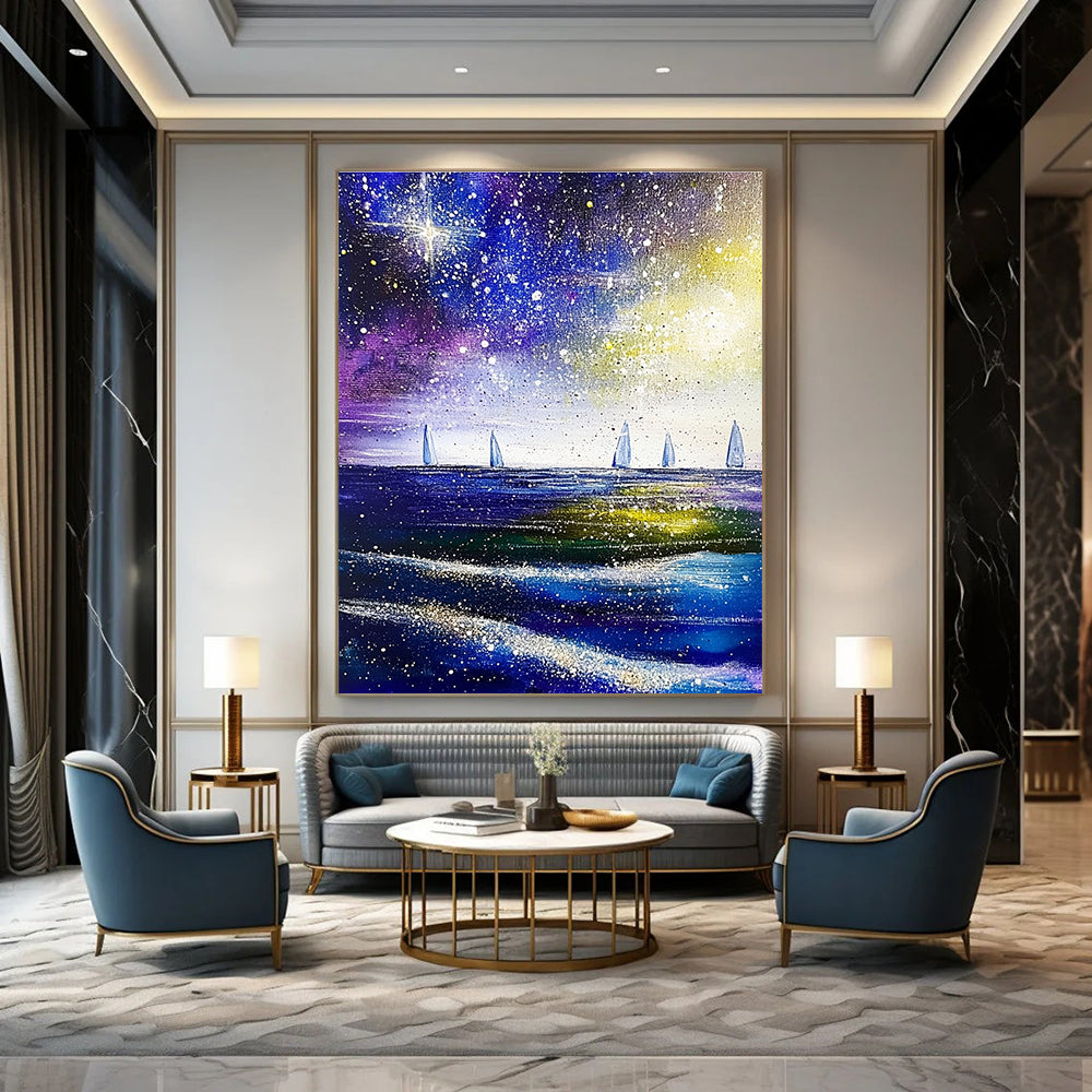 Sparkling Starry Sea for Art - Loving Study & Beach House Balcony STSC852