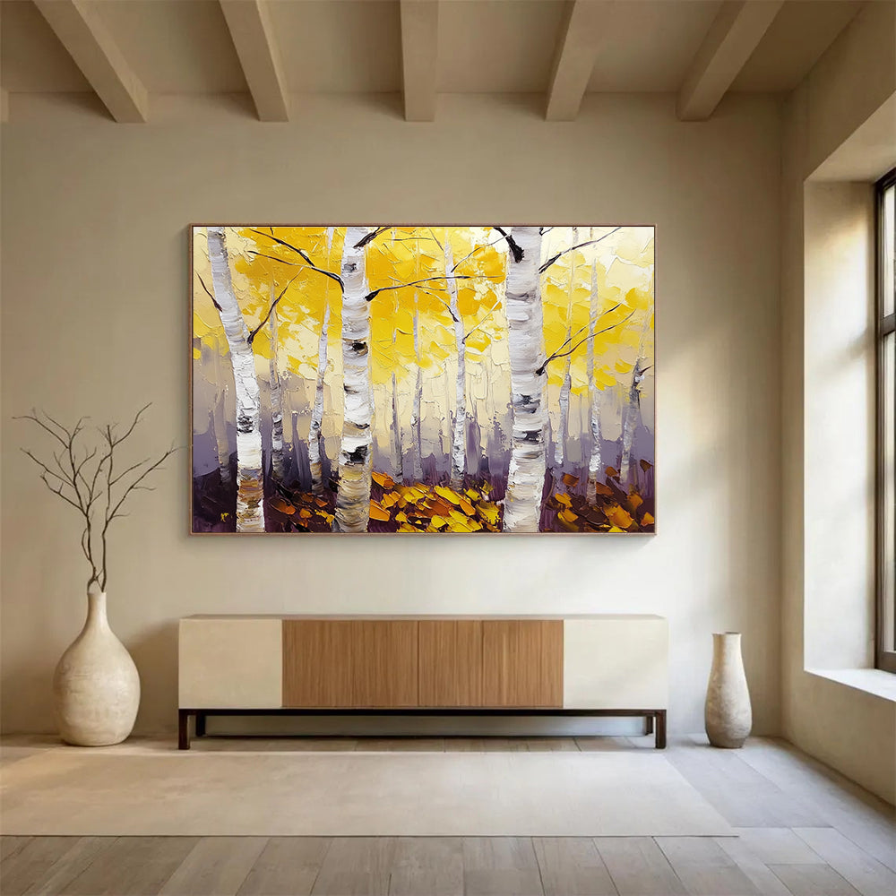 Golden Birch Forest Art for Autumn - Themed Restaurant & Rustic Home SC407
