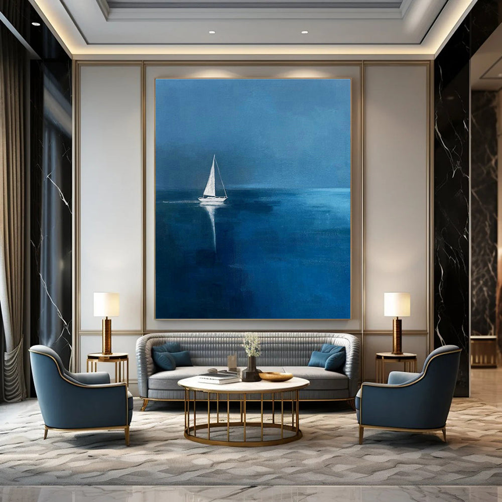 Solitary Sailboat Art for Nautical - Themed Home Studies DLZ0271