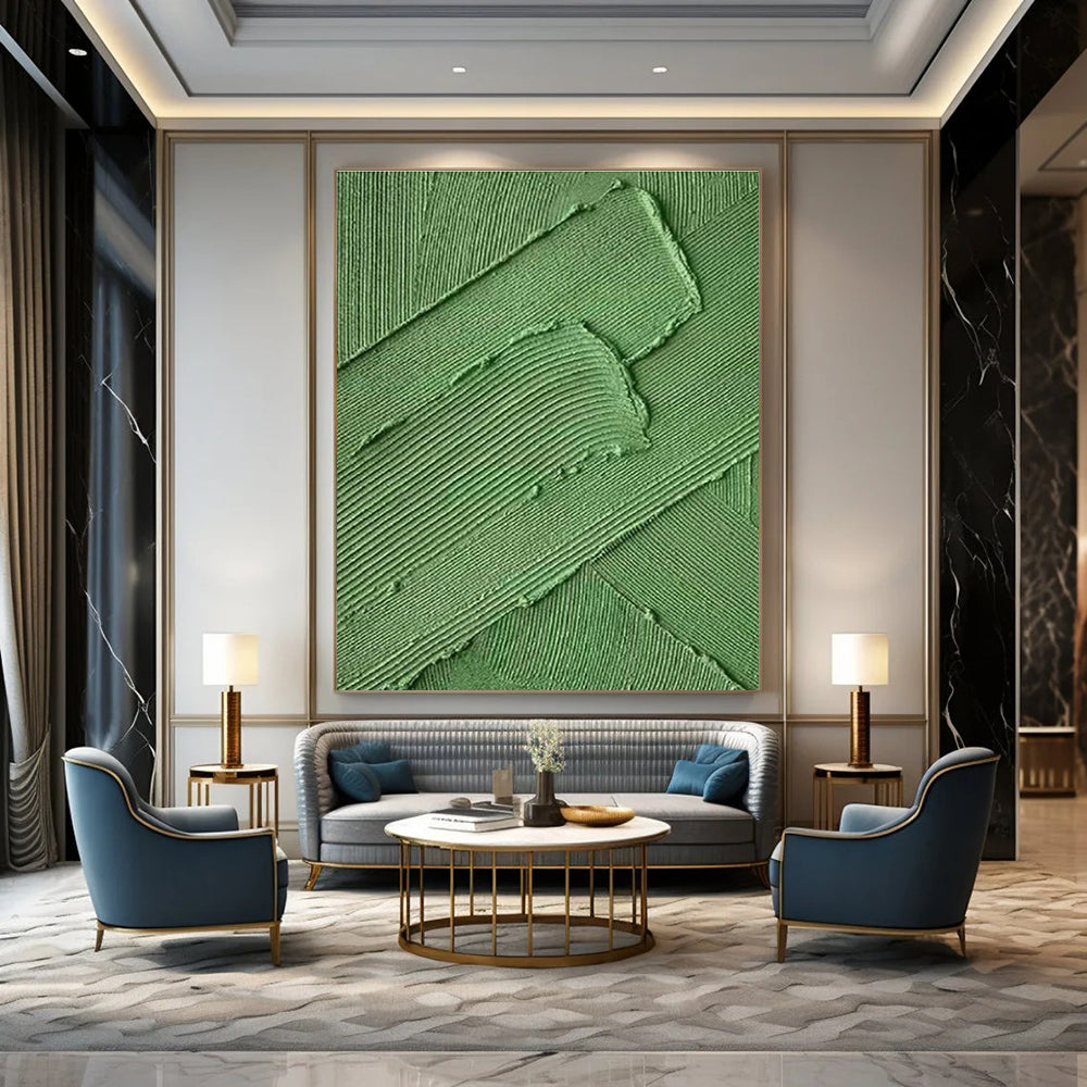 Green Texture Relief Art for Contemporary Home Gallery Walls & Minimalist Restaurant Private Dining DLZ0299