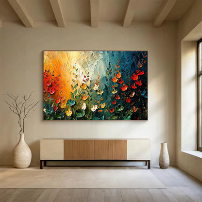 Vivid Floral Field Art for Inspirational Yoga Studio DLZ3071