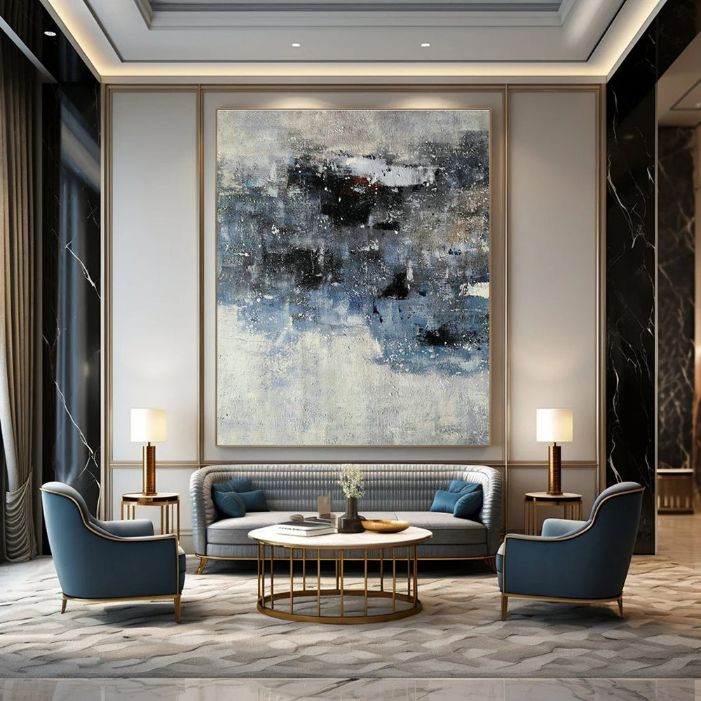 Blue - Grey Abstract Art for Living Room & Bedroom DLZ0549