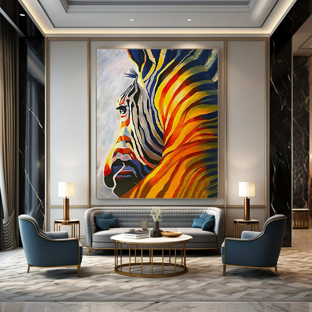 Colorful Zebra Portrait Art for Vibrant Kids' Room & Art - Eclectic Home DLZ2128