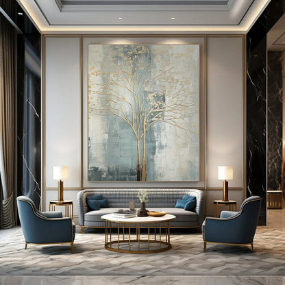 Golden Tree Art for Luxury Hotel Lobby Entrances DLZ0120