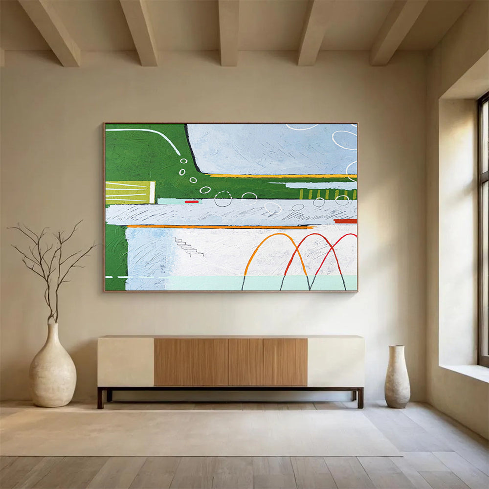 Green - Blue Landscape Abstract for Eco - Friendly Community Center DLZ2949
