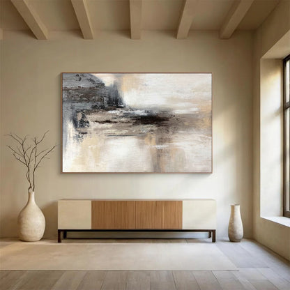Gray - Brown Abstract Landscape Art for Industrial Loft Home Offices DLZ2666