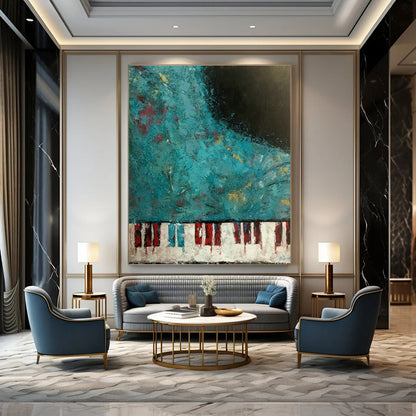 Blue - Tone Piano Abstract Art for Jazz Bar & Music School Hall DLZ0634