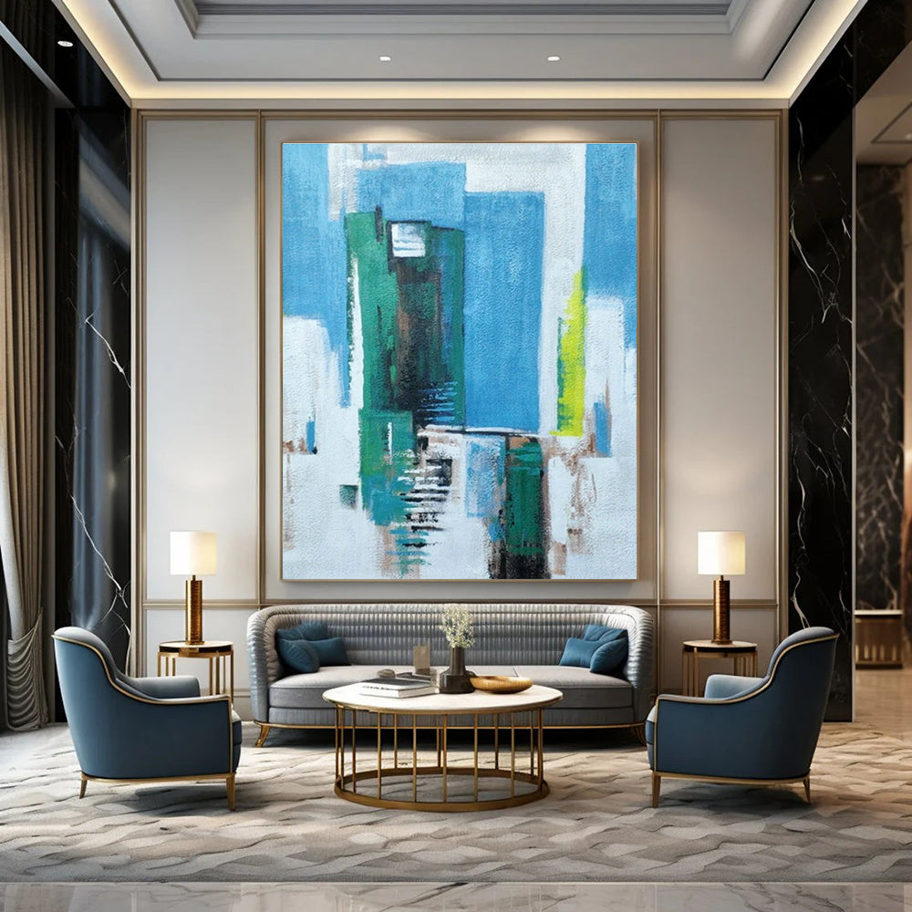 Urban Color Block Abstract Art for City - Themed Café & Modern Apartment Lobby DLZ0762