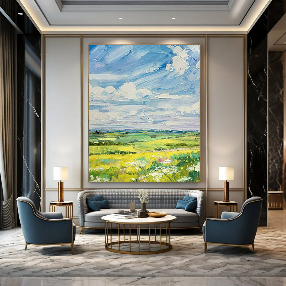 Vibrant Landscape Oil Painting for Countryside Café & Rustic Home Living Room DLZ1591