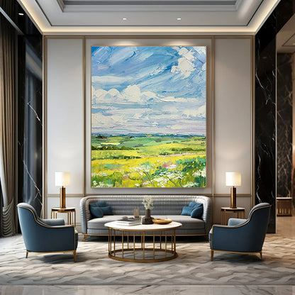 Vibrant Landscape Oil Painting for Countryside Café & Rustic Home Living Room DLZ1591