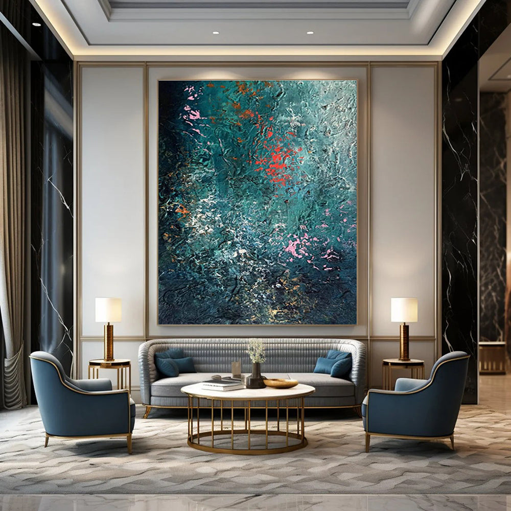 Blue - Green - Pink Abstract Art for Bohemian - Style Home Living Room Accent Walls DLZ0001