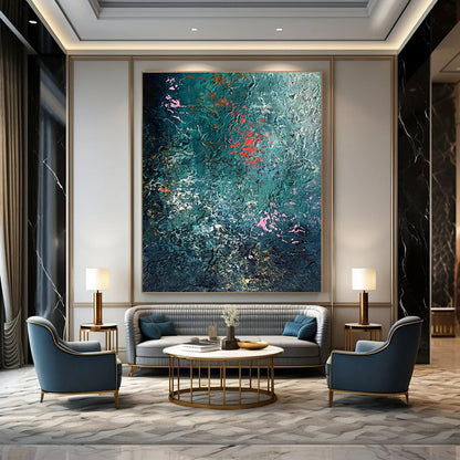 Blue - Green - Pink Abstract Art for Bohemian - Style Home Living Room Accent Walls DLZ0001