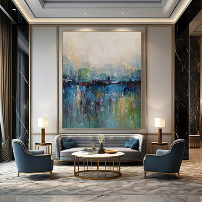 Colorful River - Scape Abstract Art for City Café & Art - Loving Home Dining Room DLZ2024