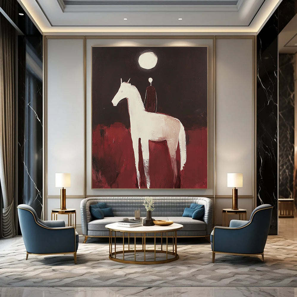 Figure on White Horse for Bohemian - Style Bedroom & Equestrian - Themed Study STSC572