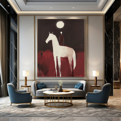 Figure on White Horse for Bohemian - Style Bedroom & Equestrian - Themed Study STSC572