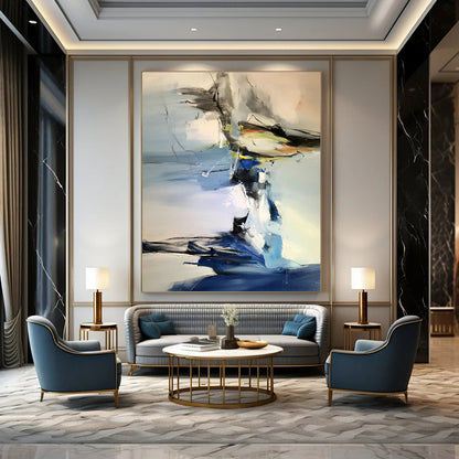 Blue - White Abstract Painting for Coastal Home Office & Seaside Yoga Studio DLZ1294