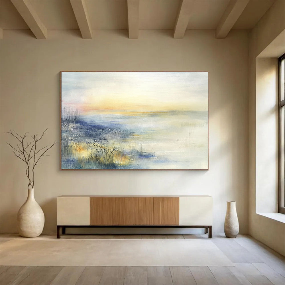Soft Sunset Marsh Art for Serene Senior Living Community Common Area & Calm Meditation Garden Pavilion SC116