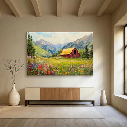 Countryside Barn & Flower Field Art for Rustic Farmhouse Kitchens DLZ3111