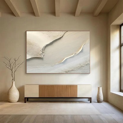 Beige Textured Abstract Art for Minimalist Bedrooms DLZ2424