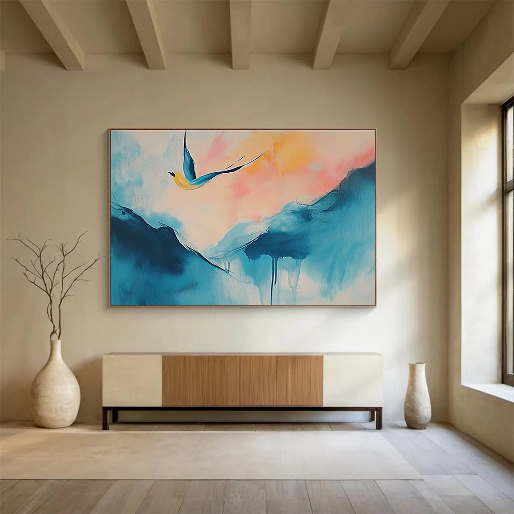 Dreamy Bird & Mountain Art for Bohemian Bedroom & Yoga Studio SC554
