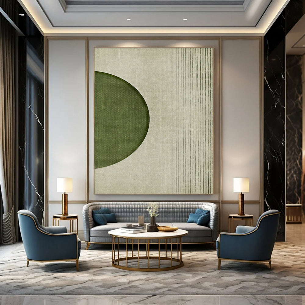 Reverse Green Circle Art for Contemporary Bedroom & Design - Focused Office DLZ1368