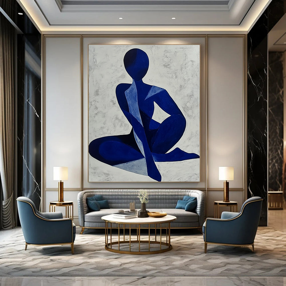 Blue Abstract Figure Art for Contemporary Art Gallery & Yoga Studio STSC1405