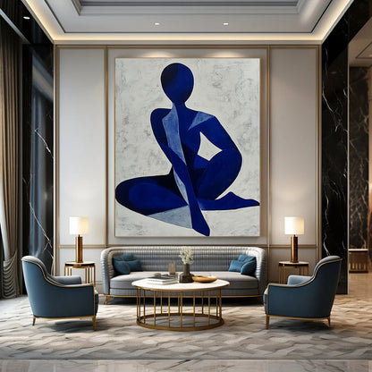 Blue Abstract Figure Art for Contemporary Art Gallery & Yoga Studio STSC1405