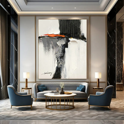Black - White Abstract Art for Industrial Loft & Contemporary Gallery DLZ0801