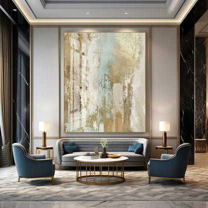 Brown - Blue Abstract Art for Vintage Café & Eclectic Home DLZ0677