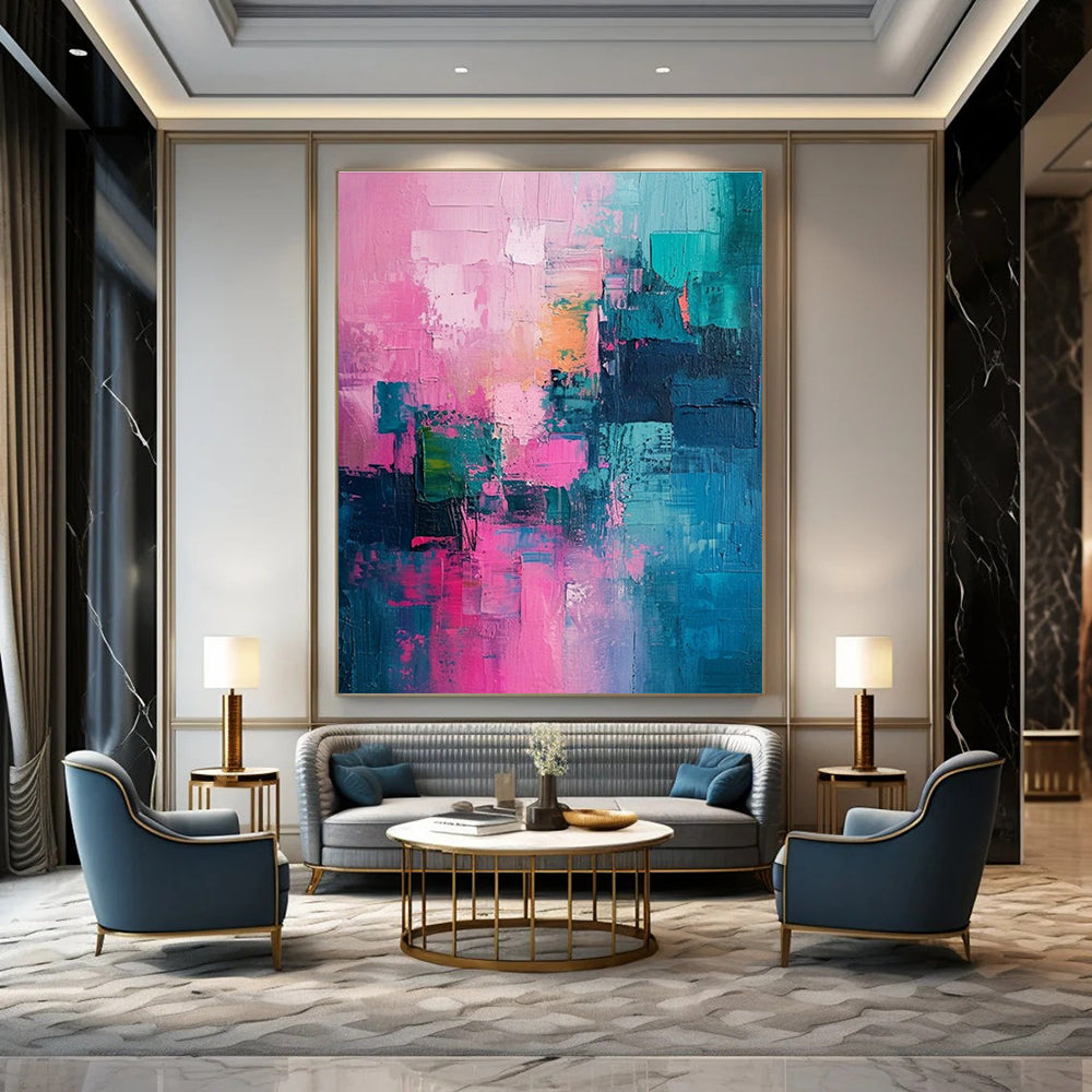 Pink - Blue Abstract Art for Bohemian Boutique Hotel & Creative Studio DLZ1909