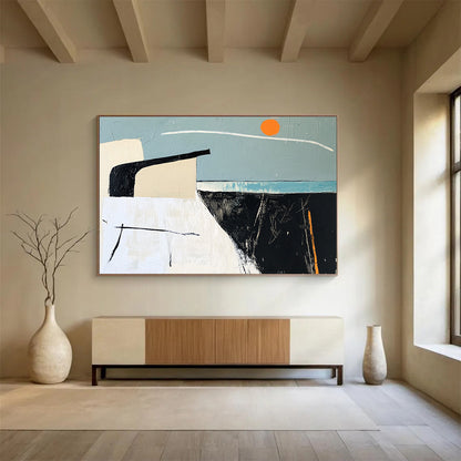 Minimalist Abstract Sunset Art for Coastal Home & Modern Gallery SC388